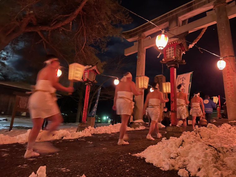 遠野市無形民俗文化財★夜の巌流神社「小友町裸参り」観覧ツアー