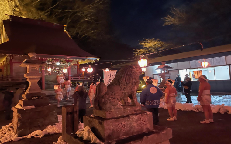 遠野市無形民俗文化財★夜の巌流神社「小友町裸参り」観覧ツアー